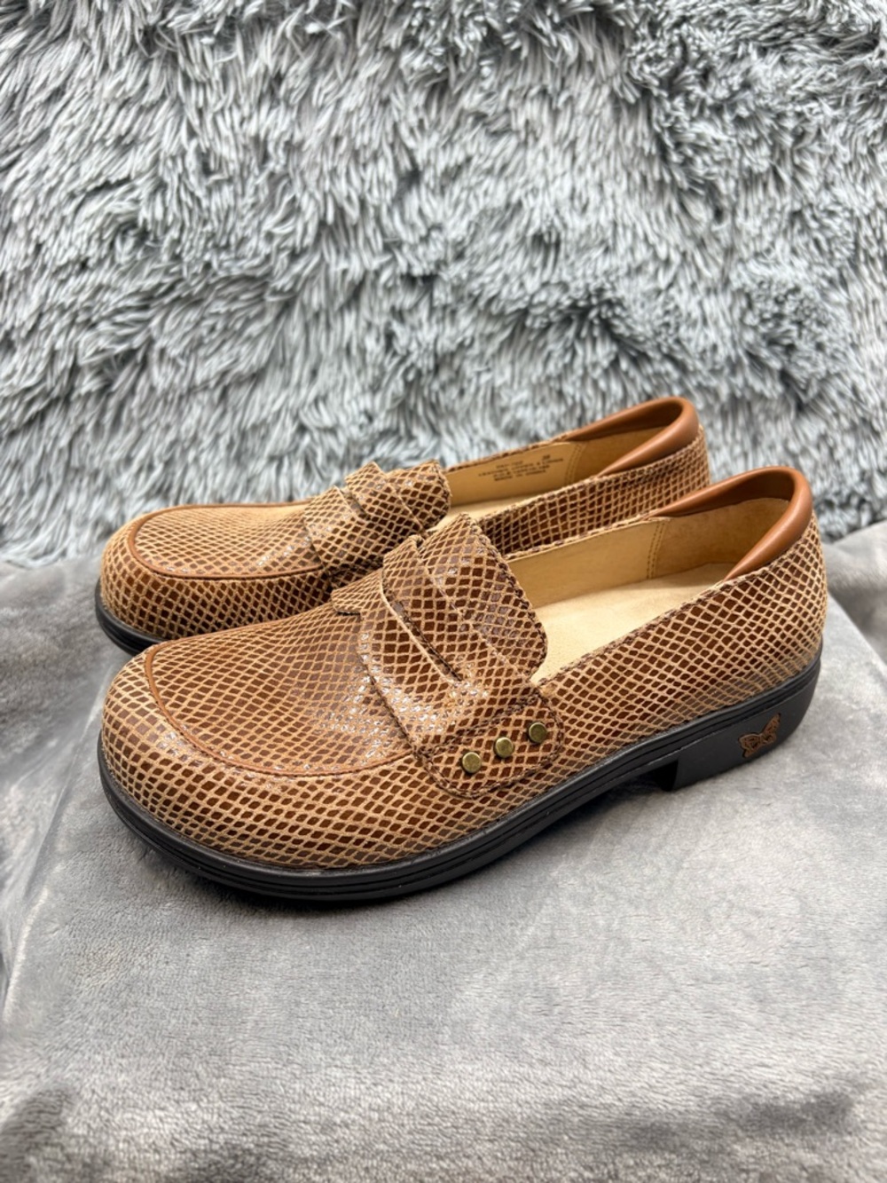 Alegria Loafers Womens 38 US 8 8.5 Taylor Pro Brown Snake Print TAY-722 Slip On